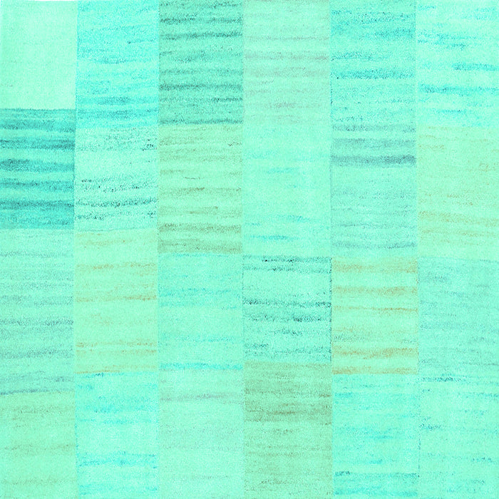 Square Machine Washable Solid Turquoise Modern Area Rugs, wshcon2597turq