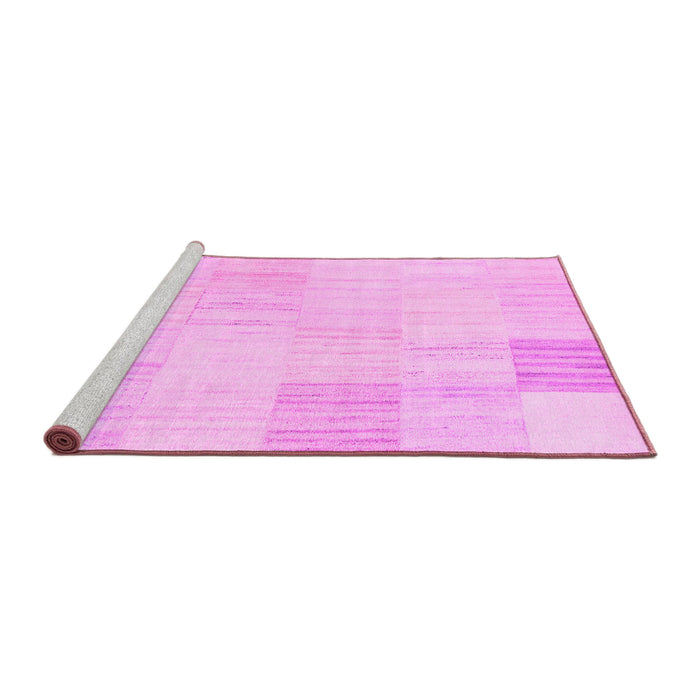 Sideview of Machine Washable Solid Pink Modern Rug, wshcon2597pnk