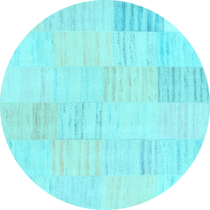 Round Machine Washable Solid Light Blue Modern Rug, wshcon2597lblu