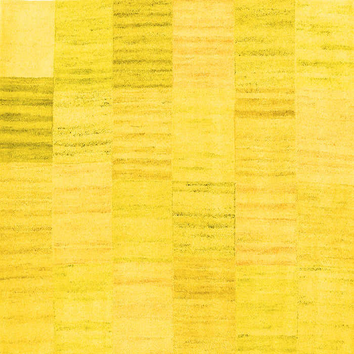 Square Machine Washable Solid Yellow Modern Rug, wshcon2597yw