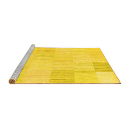 Sideview of Machine Washable Solid Yellow Modern Rug, wshcon2597yw