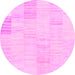 Round Machine Washable Solid Pink Modern Rug, wshcon2597pnk