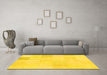 Machine Washable Solid Yellow Modern Rug in a Living Room, wshcon2597yw