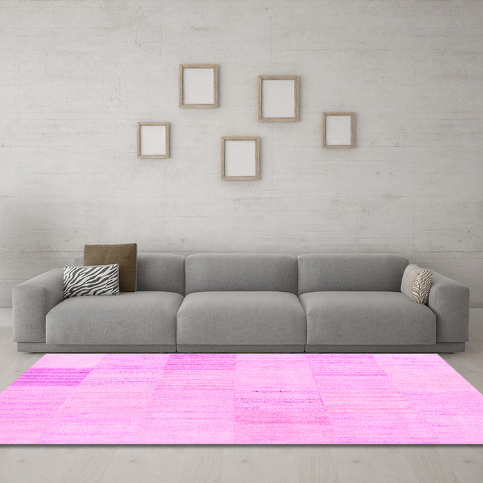 Machine Washable Solid Pink Modern Rug in a Living Room, wshcon2597pnk