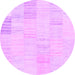 Round Machine Washable Solid Purple Modern Area Rugs, wshcon2597pur