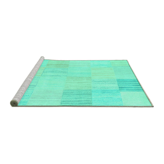 Sideview of Machine Washable Solid Turquoise Modern Area Rugs, wshcon2597turq