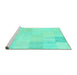 Sideview of Machine Washable Solid Turquoise Modern Area Rugs, wshcon2597turq