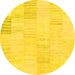 Round Machine Washable Solid Yellow Modern Rug, wshcon2597yw