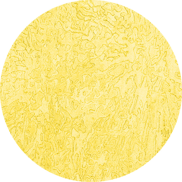 Round Solid Yellow Modern Rug, con2598yw