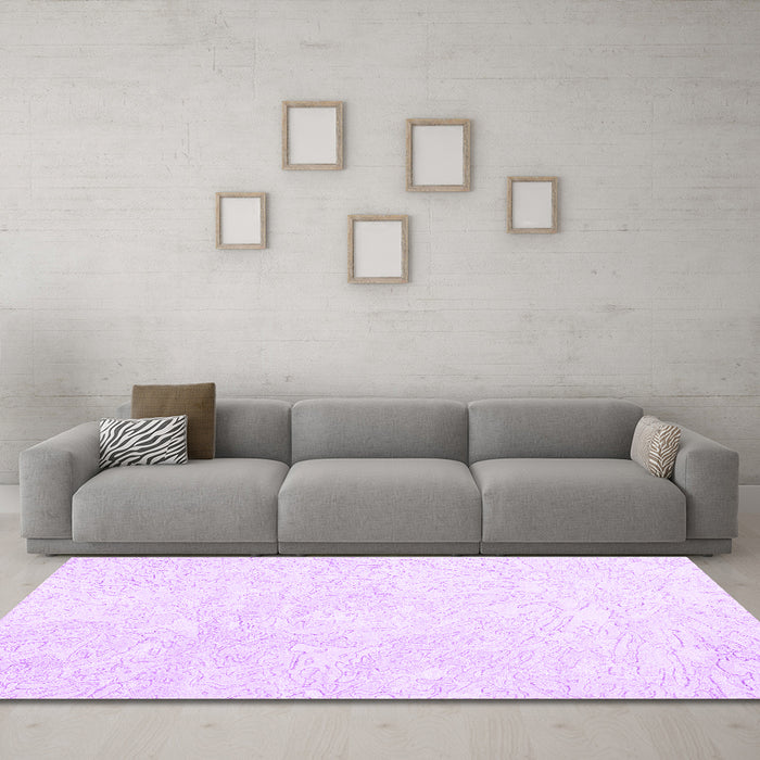 Machine Washable Solid Purple Modern Area Rugs in a Living Room, wshcon2598pur