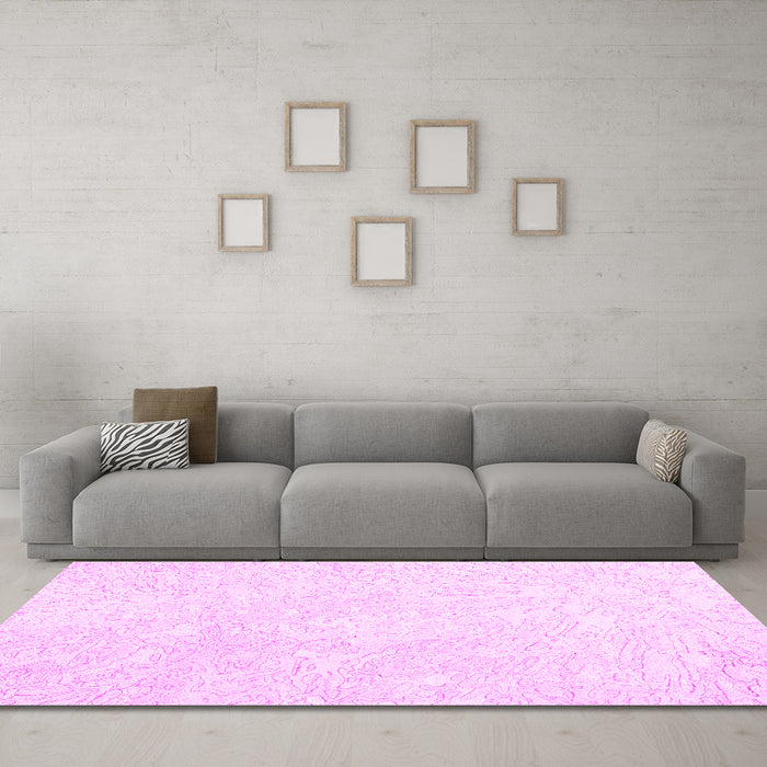 Machine Washable Solid Pink Modern Rug in a Living Room, wshcon2598pnk