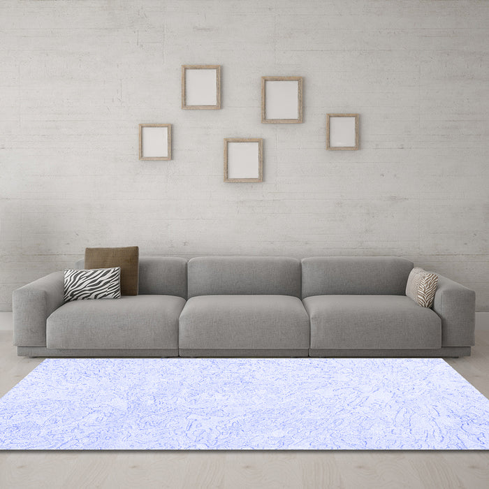 Machine Washable Solid Blue Modern Rug in a Living Room, wshcon2598blu