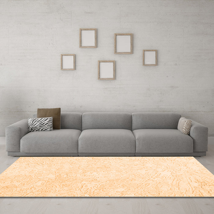 Machine Washable Solid Orange Modern Area Rugs in a Living Room, wshcon2598org
