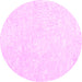 Round Machine Washable Solid Pink Modern Rug, wshcon2598pnk