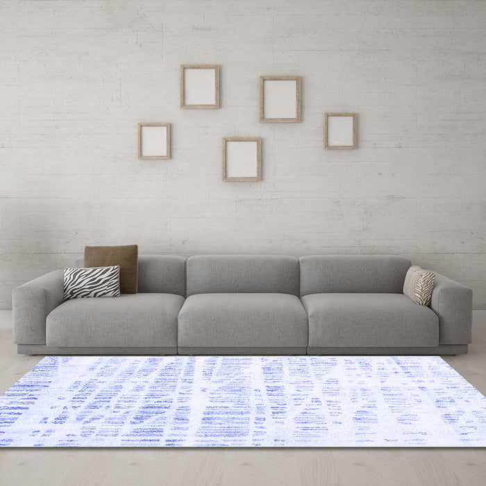Machine Washable Solid Blue Modern Rug in a Living Room, wshcon2599blu