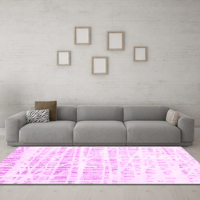 Machine Washable Solid Pink Modern Rug in a Living Room, wshcon2599pnk