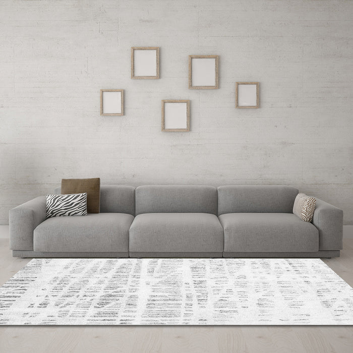 Machine Washable Solid Gray Modern Rug in a Living Room,, wshcon2599gry