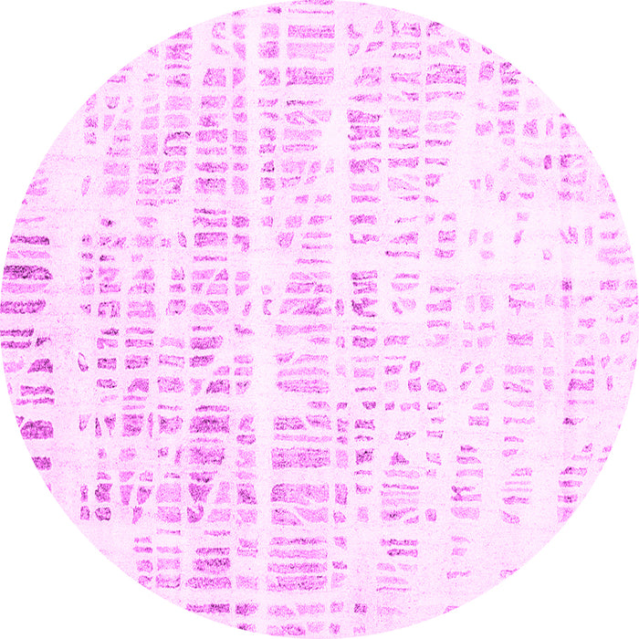 Round Machine Washable Solid Pink Modern Rug, wshcon2599pnk