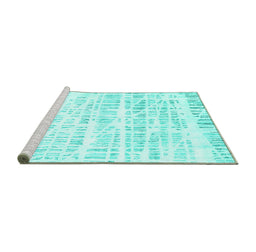 Sideview of Machine Washable Solid Turquoise Modern Area Rugs, wshcon2599turq