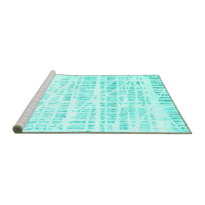 Sideview of Machine Washable Solid Turquoise Modern Area Rugs, wshcon2599turq