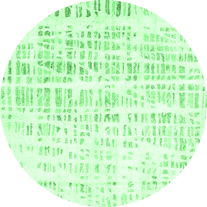 Round Machine Washable Solid Emerald Green Modern Area Rugs, wshcon2599emgrn