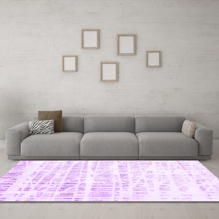 Machine Washable Solid Purple Modern Area Rugs in a Living Room, wshcon2599pur
