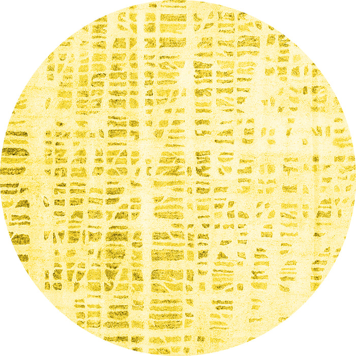 Round Solid Yellow Modern Rug, con2599yw