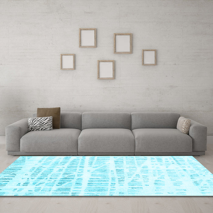 Machine Washable Solid Light Blue Modern Rug in a Living Room, wshcon2599lblu