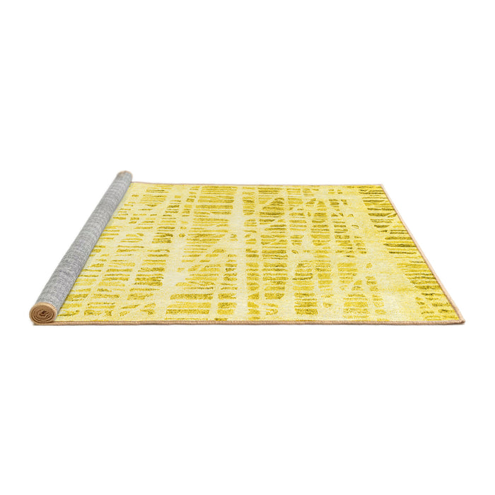 Sideview of Machine Washable Solid Yellow Modern Rug, wshcon2599yw