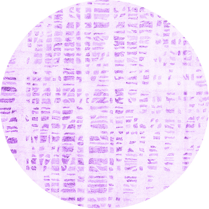 Round Machine Washable Solid Purple Modern Area Rugs, wshcon2599pur