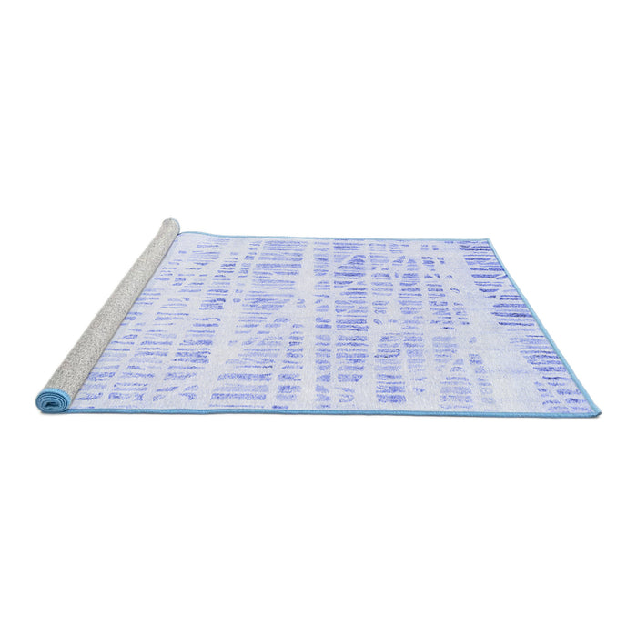 Sideview of Machine Washable Solid Blue Modern Rug, wshcon2599blu