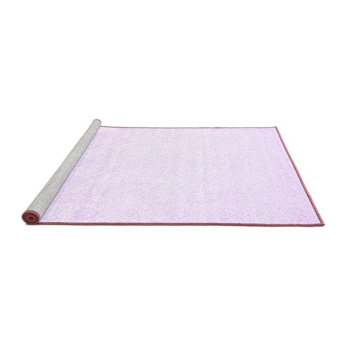 Sideview of Machine Washable Solid Purple Modern Area Rugs, wshcon259pur