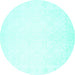 Round Solid Turquoise Modern Rug, con259turq