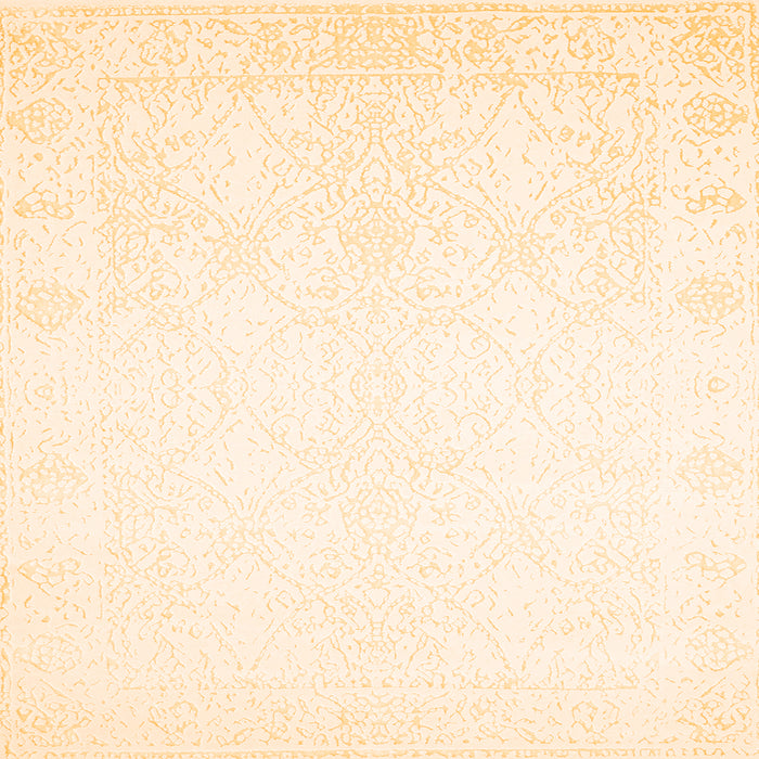 Round Machine Washable Solid Orange Modern Area Rugs, wshcon259org