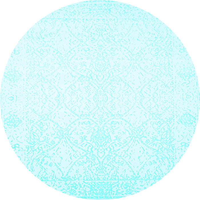 Round Machine Washable Solid Light Blue Modern Rug, wshcon259lblu