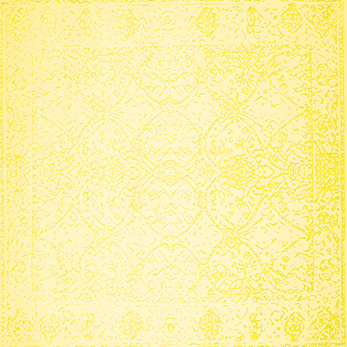 Square Machine Washable Solid Yellow Modern Rug, wshcon259yw