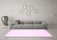 Machine Washable Solid Pink Modern Rug, wshcon259pnk