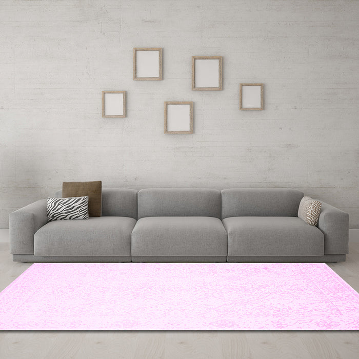 Machine Washable Solid Pink Modern Rug in a Living Room, wshcon259pnk