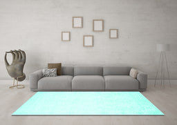 Machine Washable Solid Turquoise Modern Area Rugs in a Living Room,, wshcon259turq