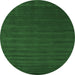 Round Machine Washable Abstract Emerald Green Contemporary Area Rugs, wshcon25emgrn