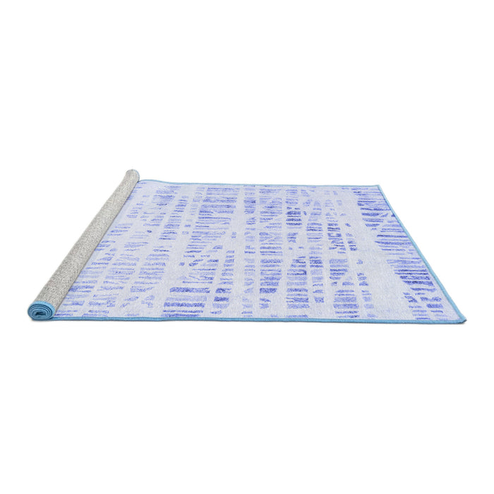 Sideview of Machine Washable Solid Blue Modern Rug, wshcon2600blu