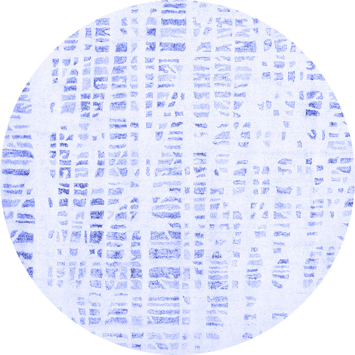 Round Machine Washable Solid Blue Modern Rug, wshcon2600blu