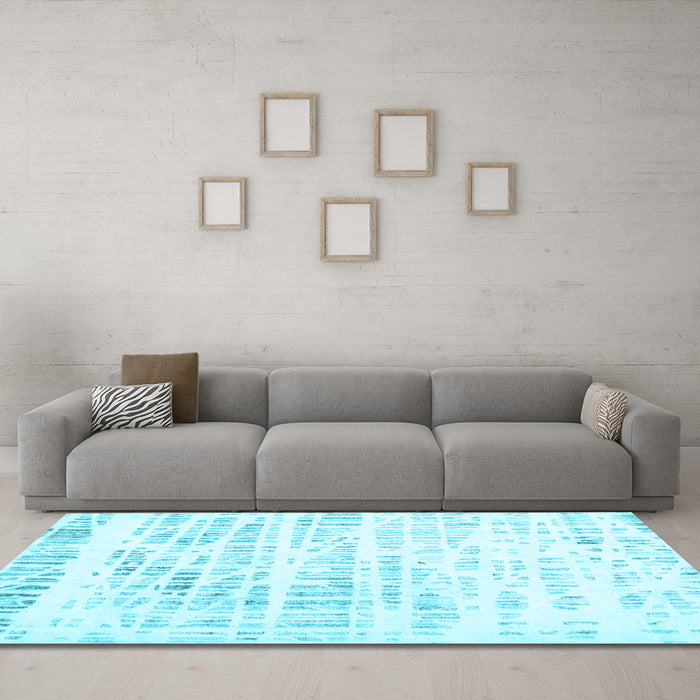 Machine Washable Solid Light Blue Modern Rug in a Living Room, wshcon2600lblu