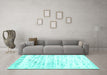 Machine Washable Solid Turquoise Modern Area Rugs in a Living Room,, wshcon2600turq