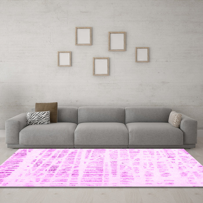 Machine Washable Solid Pink Modern Rug in a Living Room, wshcon2600pnk