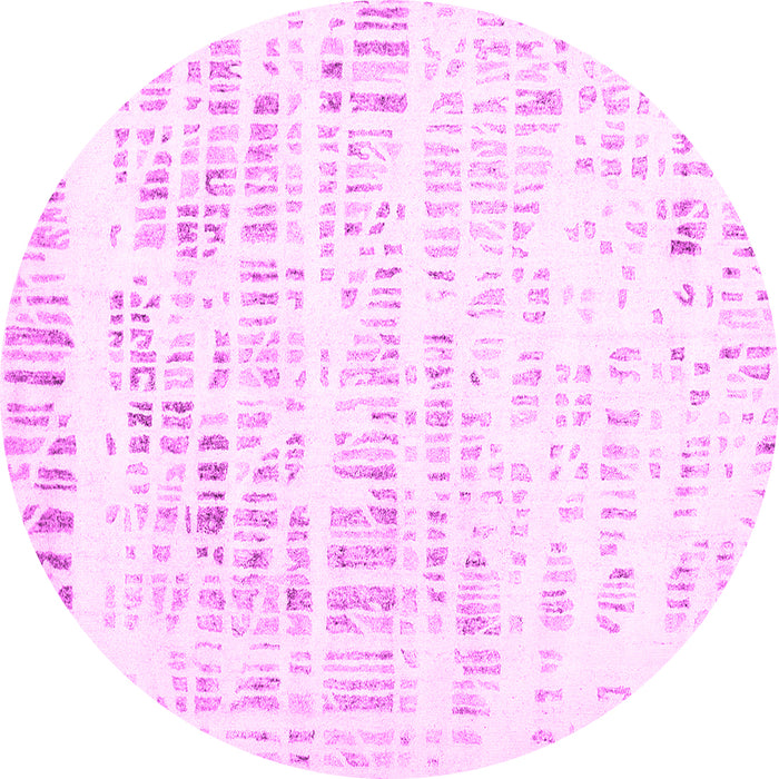 Round Machine Washable Solid Pink Modern Rug, wshcon2600pnk