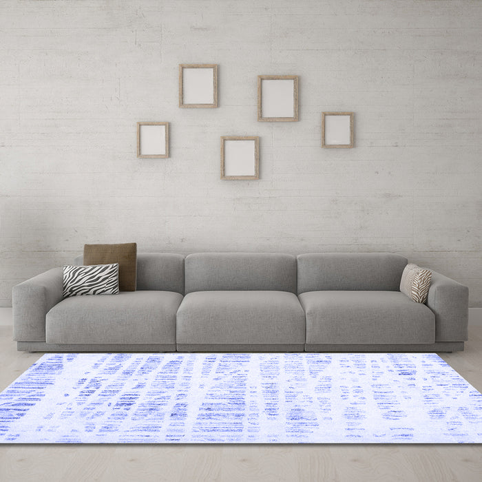 Machine Washable Solid Blue Modern Rug in a Living Room, wshcon2600blu