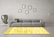 Machine Washable Solid Yellow Modern Rug in a Living Room, wshcon2600yw