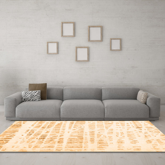 Machine Washable Solid Orange Modern Area Rugs in a Living Room, wshcon2600org