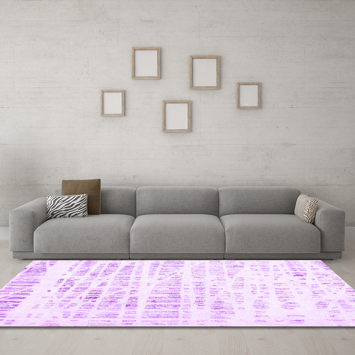 Machine Washable Solid Purple Modern Area Rugs in a Living Room, wshcon2600pur